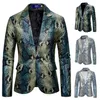 Men's Suits Blazers High Quality Men's Neptune Fish Scale Print Blazer Men Personality Slim One Button Blazer Jacket Party Stage Dress 220826