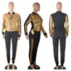 Kvinnors tvåbitar byxor Autumn Winter Sequin 2 Piece Set Women Tracksuit långärmad jacka Top Pants Fit Streetwear Sparkly Matching Set Club Outfits 220819 220826