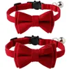 Kattkrage Breakaway Bowtie Safety med Bell Christmas Birthday Party Red Justera krage för Kitten Puppy