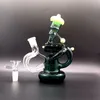 Mini Hookahs 6.5 inch Glass Water Bongs Recycler Dark Green Smoking Pipes with Female 14mm Joint