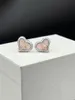 Fashion Saturn earrings heart diamond stud Designer earrings aretes for lady Women Party Wedding Lovers gift engagement Jewelry with box