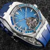 R8F V3 Tourbillon A2950 Automático Relógio Automático 2652 Extra Fin 41mm Sihh Diamonds Bolecendo Blue Dial Dial Breation Strap 2022 Super edição PureitMe B2