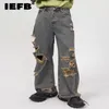 Jeans masculinos IEFB Men's Wear Summer Casual Jeans Men Moda coreana Moda personalizada Tubo reto Hole masculino Vintage 220827