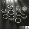 Band Rings Pretty Wedding Sets 5Pcs/Set Set Classic Shape Pattern Crystal Pendant Beautif Charm Jewelry Drop Delivery 2021 Lulubaby Dhqsb