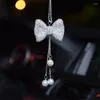 Decorações de interiores Pingente de carro Bowknot Heart Rhinestone Retanho Retrista espelho pendurado Ornamentos Bling Decoração Acessórios femininos Presentes femininos