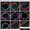 Other Fashion Accessories Flashing Led Hairbands Strings Glow Flower Crown Headbands Light Party Rave Floral Hair Garland Luminous Wr Dhgg6