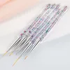 5Pcs / set Nail Art Liner Brush Set Acrilico French Stripe 3D Tips Manicure Ultra-sottile Line Drawing Pen Pennelli per gel UV Strumenti di pittura DHL gratuito