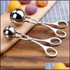 Ice Cream Tools Meatball Scoop Ball Maker Mold Stainless Steel Baller Tongs Non-Stick Meatballs Makers Cookie Scoops Kitchen Cooking Dh18M