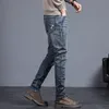 Herren Jeans Frühling Herbst Herren Jeans Vintage blau einfarbig elastische klassische Jeans Herren Slim Fashion Denim Hose männlich 2736 220827