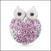 Komponenter Rhinestone Owl Snap Button Jewelry 18mm Metal Bird Snaps Knappar Fit Armband Bangle Noosa B1215 Drop Delivery 2021 Hitta Dh38L