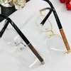 Lux Clasic Men Semi-Rim Glasses Frame 447 Lightweight Hualimu Wooden Leg Gold Silv Gungray 55-18-140 for Precription Eyeglasses fullset case