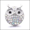 Components High Quality Snap Button Jewelry Colorf Rhinestone Owl 18Mm 20Mm Metal Snaps Buttons Fit Bracelet Bangle Noosa B1087 Drop Dhekj