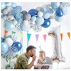 Partydekoration Blau Silber Grau Luftballons Bogen Girlande Kit Konfetti Latex Luftballons für Hochzeit Brautparty Geburtstag MJ0776