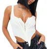 Damen Tanks Damen Einfarbig Bustier Tops Korsett Tube Sexy Ärmellos Schnalle Verbinden Asymmetrische Weste Kleidung Sommer Tank Club