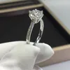 Cluster Rings 2 8mm Diamond Test Past Brilliant Cut Real D Color Moissanite Ring Silver 925 Original White Gold Plated Gemstone Jewelry