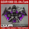 OEM Fairings-kit voor Suzuki GSXR 1000 CC K3 GSXR-1000 2003-04 Carrosserie 147No.204 GSX-R1000 1000cc GSXR1000 03 04 GSX R1000 2003 2004 Injectie Mold Purple Purple Flames