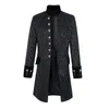 Men's Trench Coats Medieval Cosplay Costume Men's Slim Collar Literary Embroidery Retro Uniform Coat Solid Color Breasted Stage Props