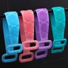 Ceinture de récurage en silicone pour le dos Extra longue sangle de récurage de bain double face masse doucement et exfolie la peau 1222942