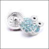 Components Rhinestone Owl Snap Button Jewelry 18Mm Metal Bird Snaps Buttons Fit Bracelet Bangle Noosa B1215 Drop Delivery 2021 Finding Dhfom