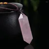 Collane con ciondolo Collana di cristalli curativi con pietre preziose di chakra del pendolo a doppio punto di quarzo rosa rosa naturale