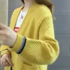 Kvinnors jackor 3xl tr￶jor Cardigan Women Elegant Chic Colorful Button Design Korean Vneck Lady Outerwear Sticked AllMatch Fashion Females 220827