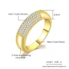 Fedi nuziali Retro Crystal For Women 5MM Chunky Gold Color Ring Vintage Couple Engagement Jewelry Accessori Mariage R716