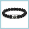 Bedelarmbanden 10 kleuren 8 mm zwarte lava stenen kralen elastische armband etherische oliediffuser vulkanische gesteente kralen handreeksen druppel d dhznr