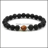 Bedelarmbanden 10 kleuren 8 mm zwarte lava stenen kralen elastische armband etherische oliediffuser vulkanische gesteente kralen handreeksen druppel d dhznr