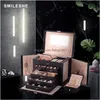 Boîtes à bijoux Smileshe Box pour femmes filles en cuir Pu grand rangement avec étui de voyage portable énorme présentoir verrouillable organisateur anneaux E ambDX