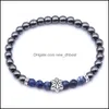 Beaded Strands 10Pc/Set 6Mm Natural Stone Plus Snow Alloy Bracelet Pendant For Men Women Drop Delivery 2021 Jewelry Bracelets Dhselle Dhiyh
