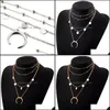 Choker Pretty Necklace Beautifly Long Moon Pendants Gold Color Coin Chocker Boho Chain Mtilayer Drop Delivery 2021 Smycken Halsband Dhuhi