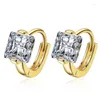 Hoop Earrings 925 Silver Zircon 18 Gold For Women Wedding Charm Jewelry Christmas Gift