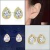 Stud Fashion Sliver Pear Cubic Zirconia Earrings For Women Crystal Earings Party Water Drop Studs Ear Girl Delivery 2021 Jewelry Mjfas Dh8Ng