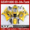 OEM Fairings for Suzuki GSXR-1000 K 3 GSXR 1000 CC K3 03 04 Bodys 147no.163 GSX-R1000 1000CC GSXR1000 03-04 GSX R1000 2003 2004 Injection Mould Fairing Tank Golden Golden