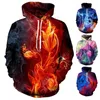 Herentruien Skin-Touch Warm 3D Flame Print mannelijke casual pullover hoodie voor school