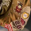 Jackets masculinos Retro Urso Bordado de beisebol Men e mulheres Ins saia Spring Loose Casal Street Jacket Jacket Traf 220826