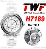 TWF J13 H7189 A12.1 Automatik Unisex Uhr Herren Damen 38mm Korea Keramik Diamanten Lünette Weißes Zifferblatt Keramik Armband Super Edition Damenuhren Puretime B2