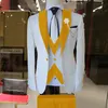 Мужские костюмы Blazers 3 штуки свадебные костюмы для мужчин Blazer Sets Designs White Business Vest Королевский синий брюк