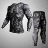 Racing Jackets heren camouflage rijden ondergoed set fitness training shirt leggings snel drogende panty's compressiekleding rashgard