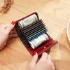 Kaarthouders Vintage Oil Wax Pu Leather Multi-Card Slots Organ Buckle Holder Wallet Mini Small Business Damesmunt Portemonnees