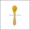 Ложки деревянная ручка Baby Bamboo -Fork Sile Wood Spoon Spoon Toddlers Math Forming Accessories Organic BPA Food Gradevtmtl1542 Drop Dealive DH8QH