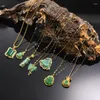 Pendant Necklaces Exquisite Buddha Green Stone Simulated Jade Amulet Maitreya Necklace Jewelry For Women 2022