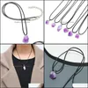 Collares colgantes Geométrico Irregar Amatista áspera Piedra natural Cristal Collar versátil simple para mujeres Entrega de gota 2021 Joya Dhga9