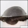 Syntetyczne peruki Produkty włosów Mężczyźni Brown Mieszany szary remy Human 610 Podróżnik skóry pu cienki system zastępczy Man Toupee240o dhtiy