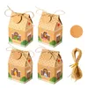 Embrulho de presente 12pcs/conjunto Kraft Paper Box DIY Cookies Candy Bag com tags de feliz aniversário