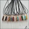 Pendentif Colliers Cristal Naturel Pierre Fil Wrap Hexagonal Améthyste Quartz Collier Pendum Chakra Pendo Drop Livraison Bijoux Pe Dhmcq