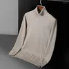 Pulls pour hommes Minglu laine mâle luxe automne hiver couleur unie col roulé décontracté mode homme coupe ajustée épaissir homme pull