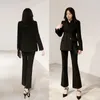 Kvinnors tv￥bitar byxor Kvinnor Suits Lady Fit Office Female Spring Fashion British Style Temperament Commercial Solid Color OL Uniform