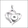 Charms Snap Button Charms Jewelry Rhinestone Zircon Love Heart Pendant Fit 18Mm Snaps Buttons Necklace For Women Men Noosa Mjfashion Dhtde