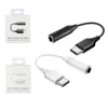 Mobiltelefonadapter Typ-C USB-C-Mann bis 3,5 mm Earphone-Kabeladapter Aux Audio weibliche Jack für Samsung Note 10 20 plus mit Einzelhandelspaket